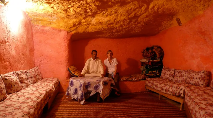 The interior of a cave home in Bhalil.